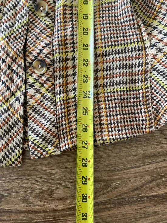 CAbi Yorkshire shacket jacket tan houndstooth cotton size S - Picture 12 of 13